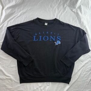 NFL Detroit Lions Embroidered Black Crewneck Sweatshirt Women's Sz XL